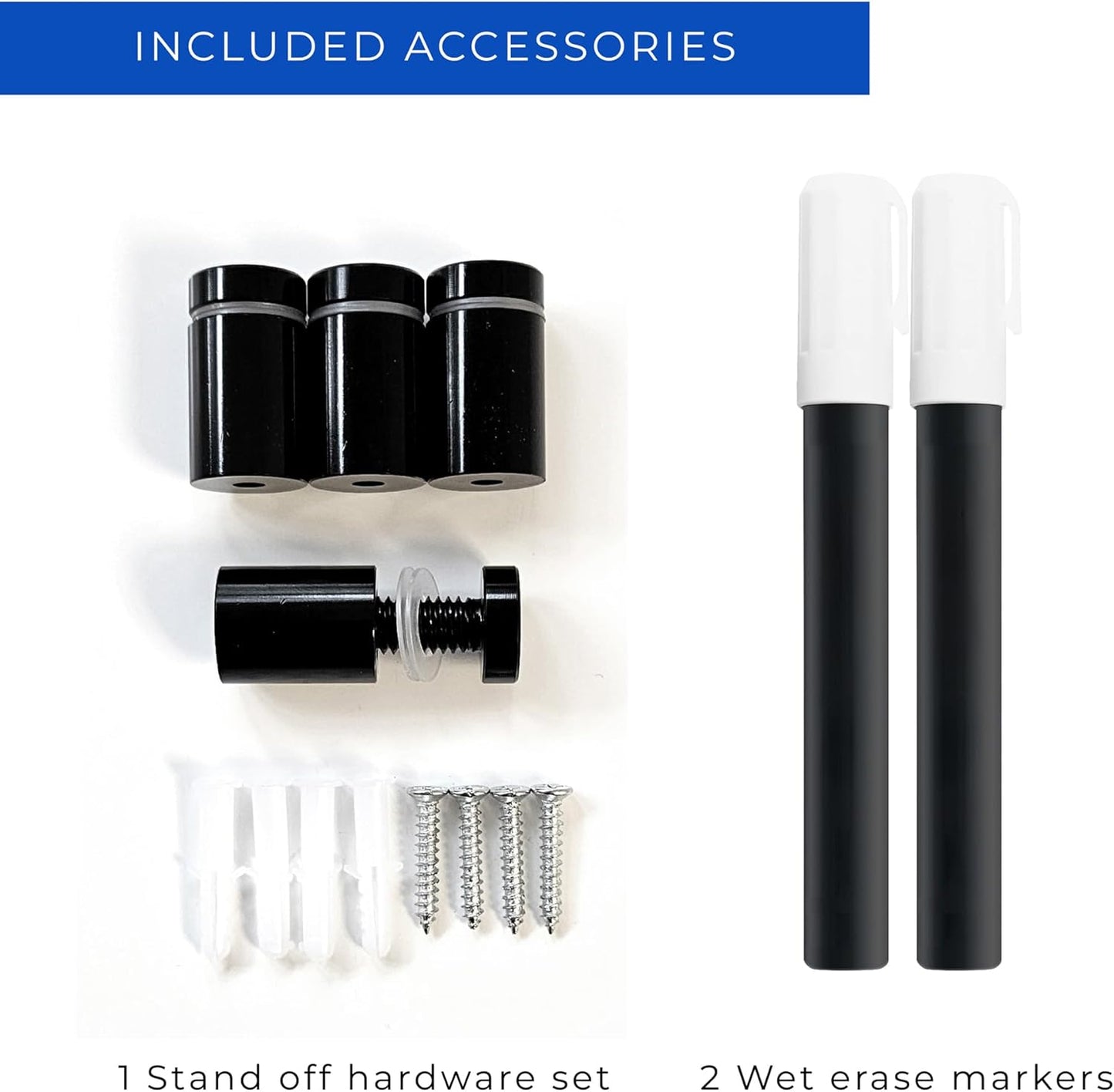 18x24 Dry Erase Board for Wall - with .25 Black Acrylic and Black Stand Off Finish - Perfect Whiteboard for Office, Home, Classroom - Durable and Stylish .25 Black Acrylic Dry Erase Board