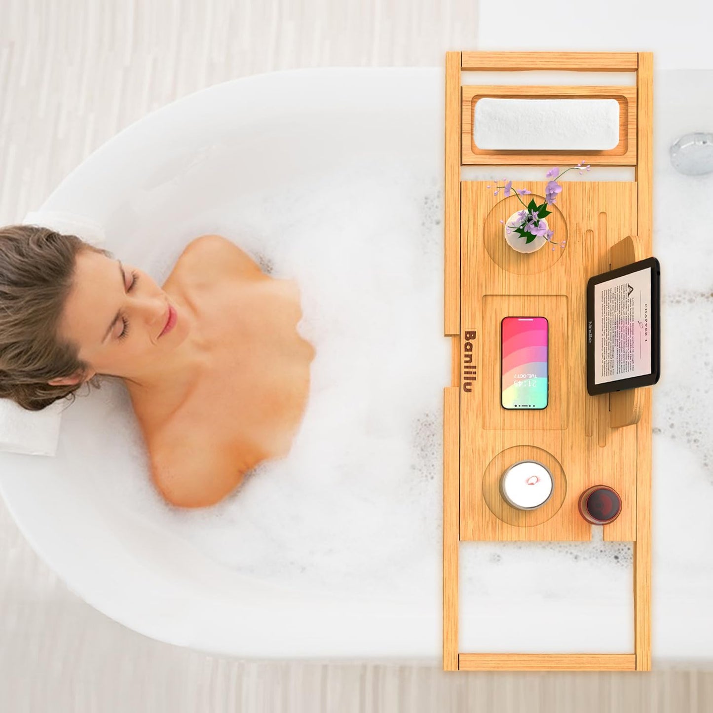 Bathtub Tray - Bath Tray Expandable - Bath Tub Tray Table for Bathtub, Ajustable Size, Fits Most Tubs