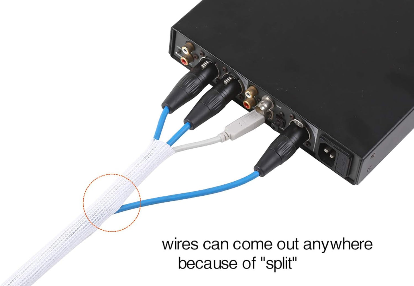 Alex Tech 10ft - 3/8 inch Cord Protector Wire Loom Tubing Cable Sleeve Split Sleeving for USB Cable Power Cord Audio Video Cable - Protect Cat from Chewing Cords - White