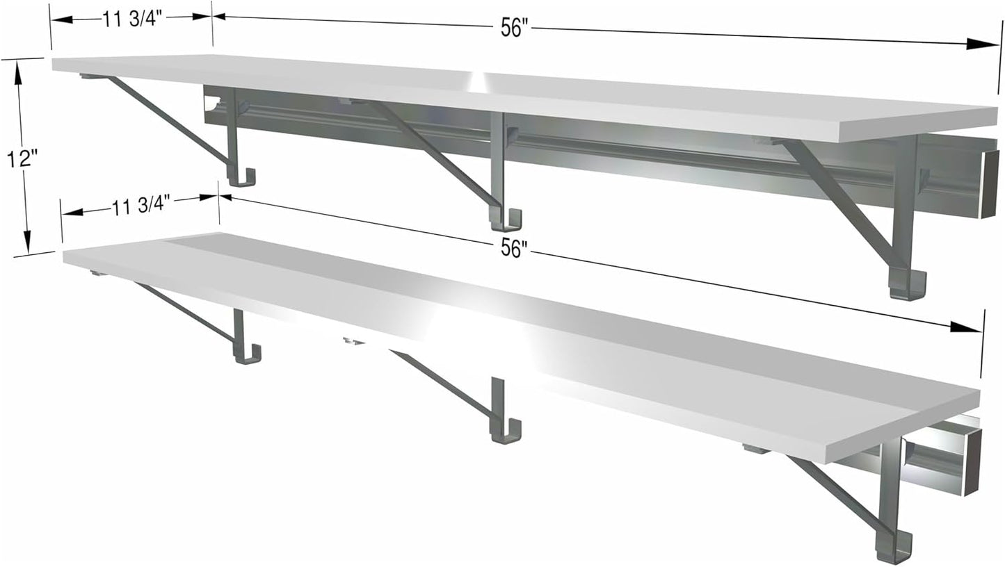 Two 56" Long Shelf Kits Laundry Storage White