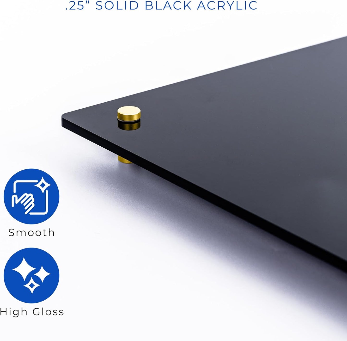 18x24 Dry Erase Board for Wall - with .25 Black Acrylic and Gold Stand Off Finish - Perfect Whiteboard for Office, Home, Classroom - Durable and Stylish .25 Black Acrylic Dry Erase Board