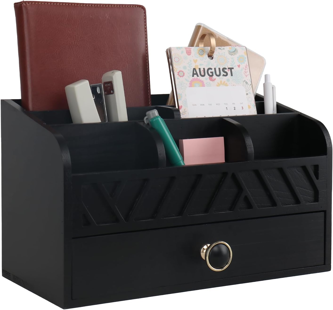 Desk Organizer with Drawer Mail Organizer Countertop Wood Desk Drawer Tabletop Storage Organization Pen Holder Letter Sorter Makeup Organizer for Home Office School