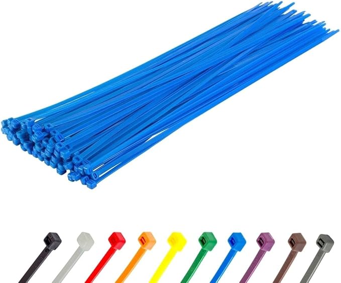 GTSE 14 Inch Blue Zip Ties, 100 Pack, 50lb Strength, UV Resistant Long Nylon Cable Ties, Self-Locking 14" Tie Wraps