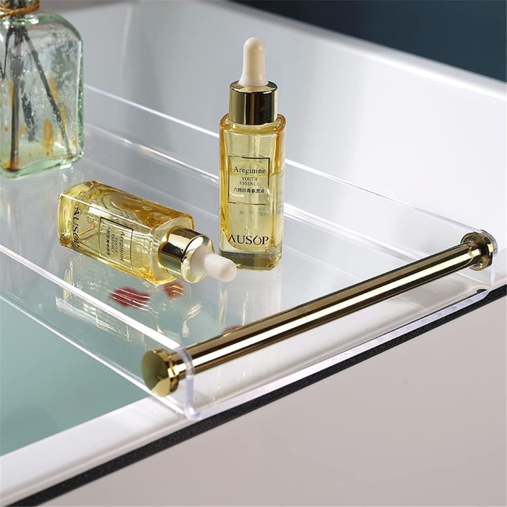 WANLIAN 33-Inch Luxury Bathtub Caddy Tray for Bathroom - Shower Storage Organizer Shelf Accessories (Gold-A)