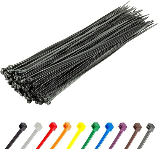 GTSE 11 Inch Black Zip Ties, 100 Pack, 40lb Strength, UV Resistant Long Nylon Cable Ties, Self-Locking 11" Tie Wraps