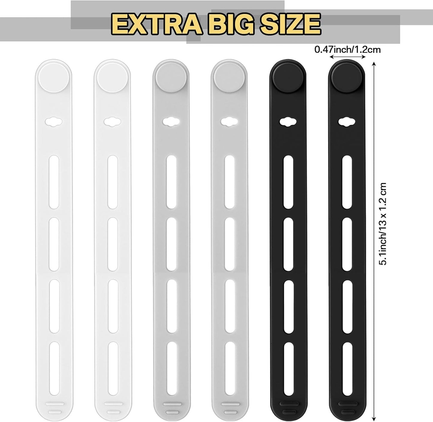 42 Pcs Silicone Cable Ties Reusable Cord Straps Multipurpose Elastic Cable Organizer for Bundling Fastening Earphone Phone Charger Home Office School(Black White Grey)