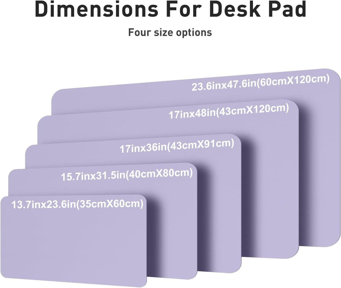 Aothia Faux Leather Desk Mat – Large Mouse Pad, Non-Slip PU Leather Blotter, Waterproof Writing Surface for Office and Home (Lavender, 47.2" x 23.6")