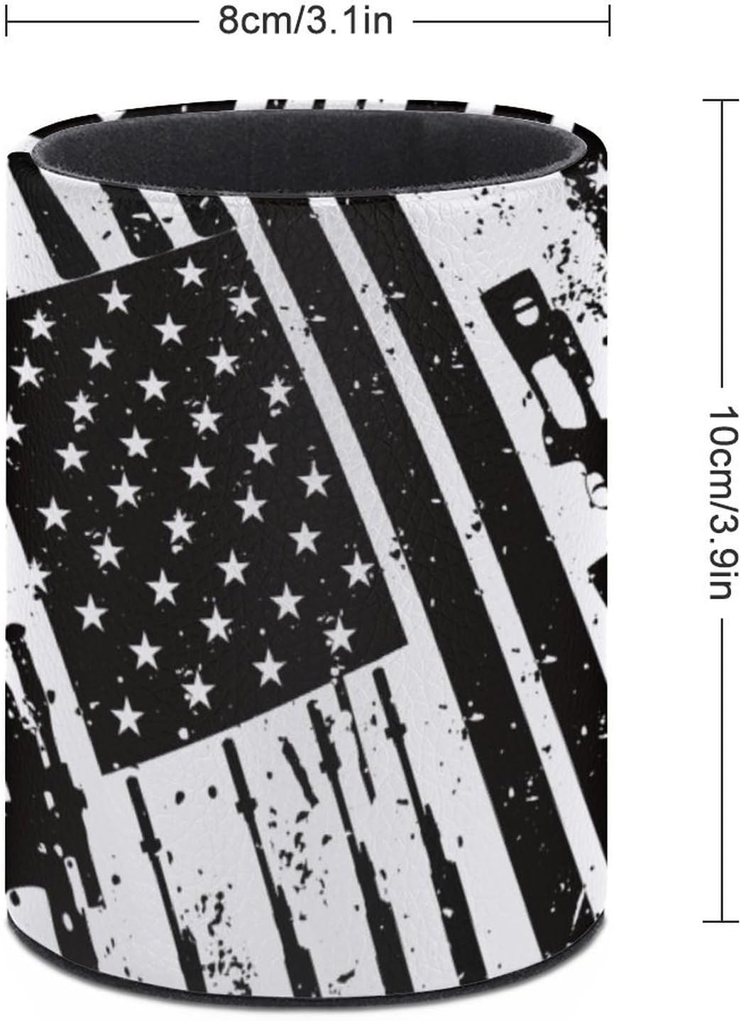 American Flag Pen Holder Pencil Organizer Cute Pencil Cup Desk Decor Makeup Brush Holder PU Multifunctional Office Suppliesfor Home Classroom School