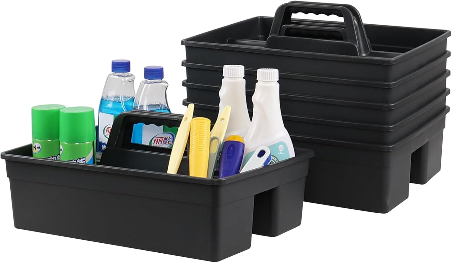 6 Pack Cleaning Organizer Caddy with Handle, Plastic Carry Caddy for Cleaning Products