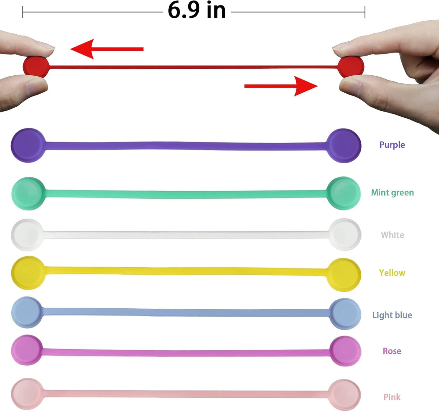 Motiloo 8 Colors-48 Pack Reusable Magnetic Cable Ties Silicone Magnetic Cable Clips Cord Organizer Management Cable Cords,Book Markers, Fridge Magnets,Multicolor