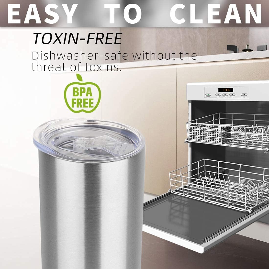 HASLE OUTFITTERS 20 oz Skinny Tumblers Bulk Set, Stainless Steel Insulated Slim Tumblers with Lids, Reusable Double Wall Travel Coffee Mugs, Durable Powder Coated Travel Water Cups(12)