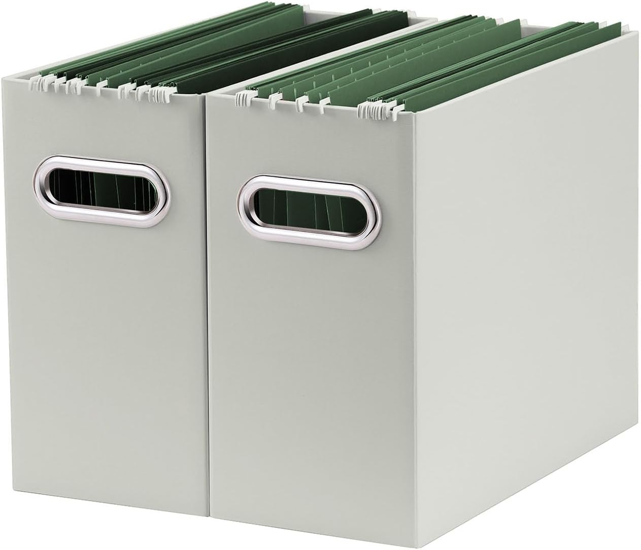 Oterri Cardboard File Organizer Box for Hanging File Folders Letter Size,File Box for Computer Desk,File Cabinet,Working Home,Office,Classroom (Grey, Letter Size - 2 Packs)