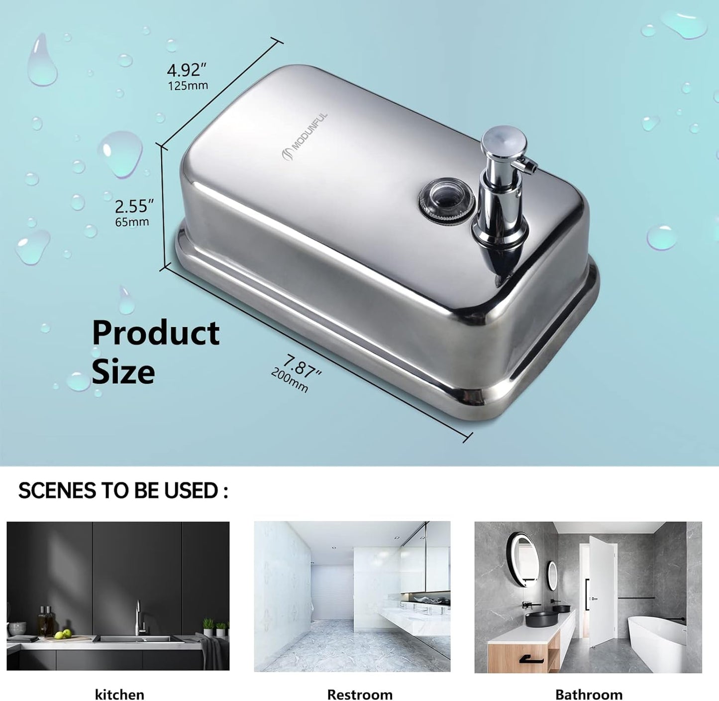 Stainless Steel Soap Dispenser for Home – 16.9oz Wall Mount, Anti-Leak Pump, Brushed Nickel Finish, Space-Saving Design for Kitchen & Bathroom