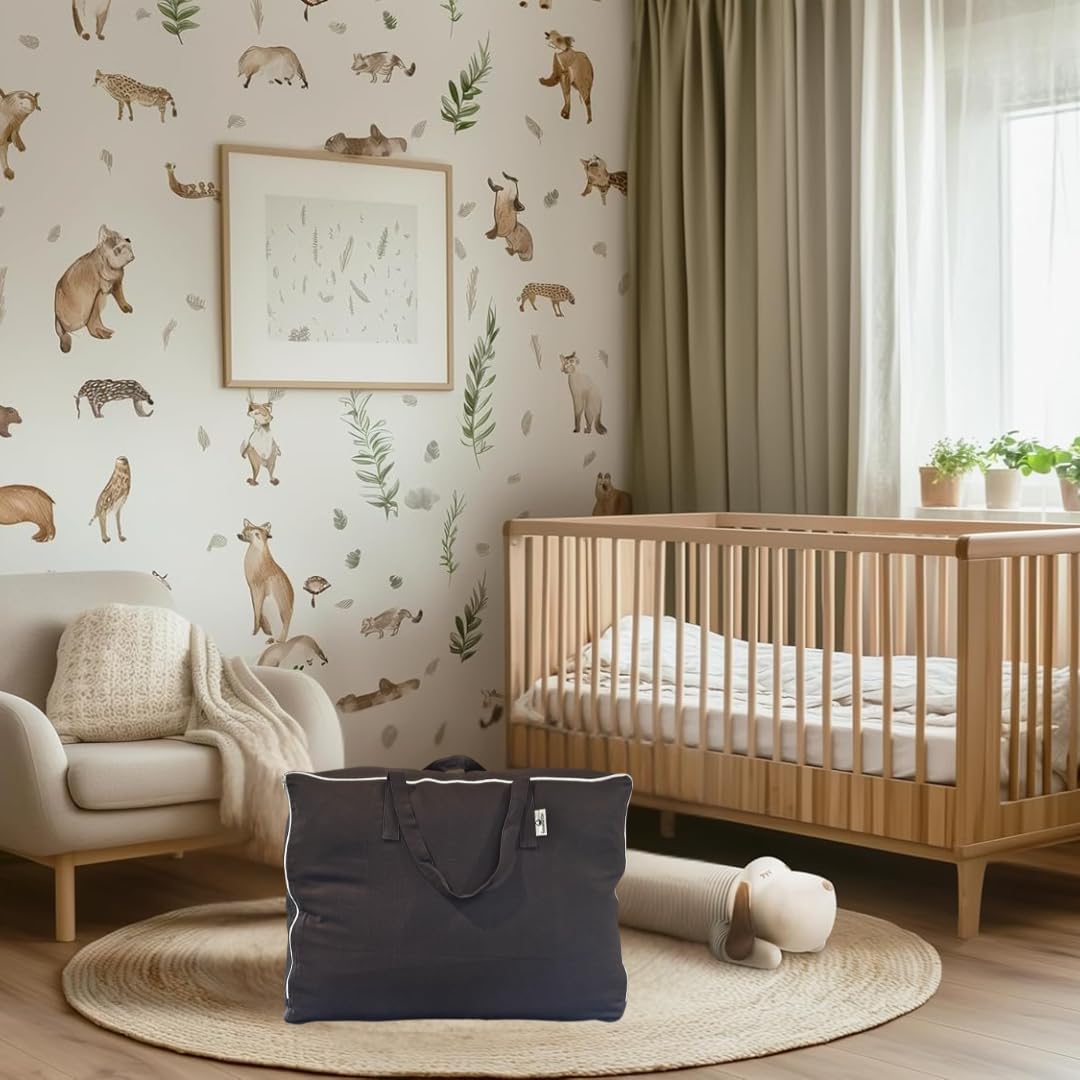 Storage Bag with Handles for Beddings, Comforters, Blankets, Pillows, Linens and Garments | Underbed/WardrobeThick Soft Breathable Closet Organizer Bag (Large (21"X15"X10"), Black)