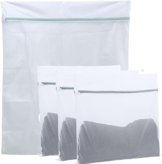 1 Pack 43 x 35 inch and 3 Pack 24 x 24 inch Oversize Laundry Bags Mesh Wash Bags, Large Delicates Bag for Washing Machine, Jumbo Laundry Sack for Washing Big Clothes, Bed Sheet, Bedc
