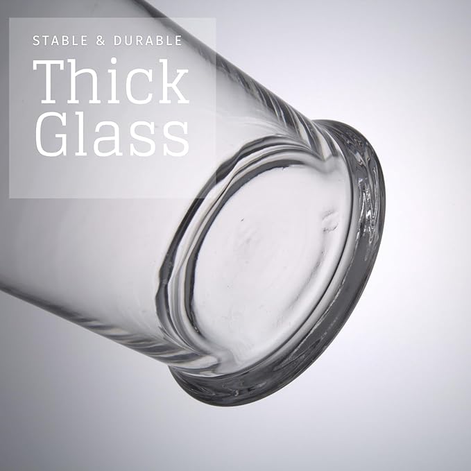 Set of 3 Glass Apothecary Jars with Lids, Clear Bathroom Storage Organizer Canister Set for Qtips, Cotton Swabs, Cotton Balls, Bath Salts (H: 11", 8.5", 7.5", D: 5"; 23 FL.OZ, 34 FL.OZ and 45 FL.OZ)