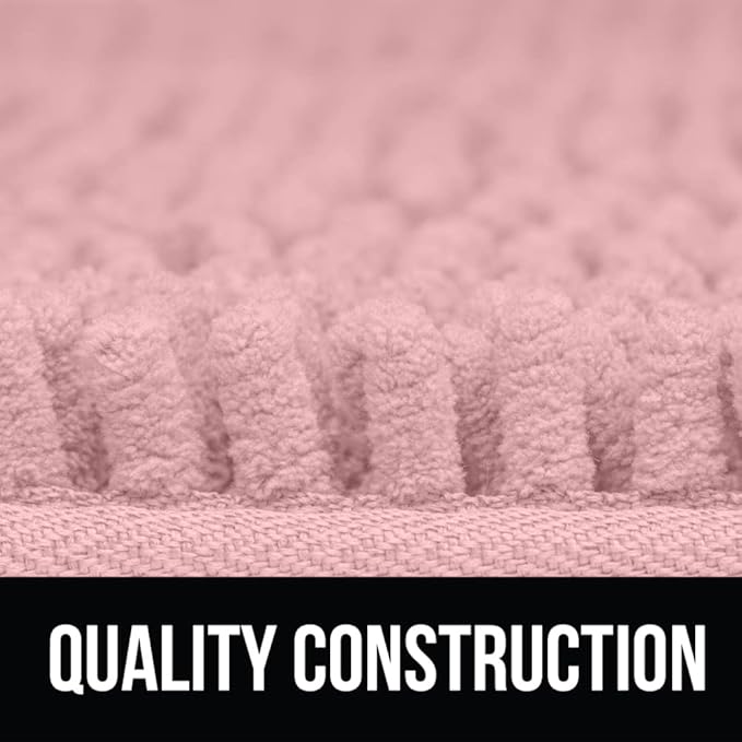 KANGAROO Bathroom Rugs, Chenille Soft Absorbent Bath Rug, Shaggy Shower Mat, Quick Dry Machine Wash Bathmat, Plush Carpet Mats for Tub, Bathtub and Room Home Decor Accessories, 24x17, Light Pink