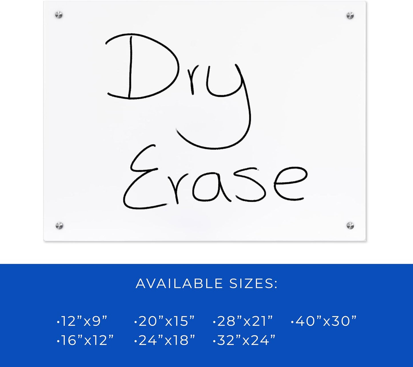 15x20 Dry Erase Board for Wall - with .25 White Acrylic and Satin Stand Off Finish - Perfect Whiteboard for Office, Home, Classroom - Durable and Stylish .25 White Acrylic Dry Erase Board