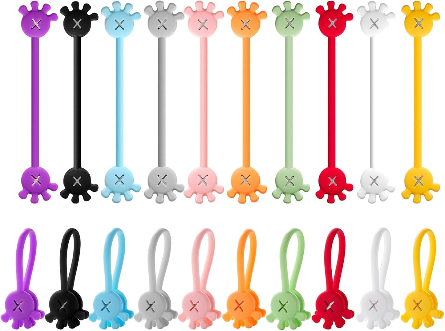 10Pcs Cable Ties Clips Cord Organiser Clip Reusable Silicone Organisers Bookmarks Fridge Magnet
