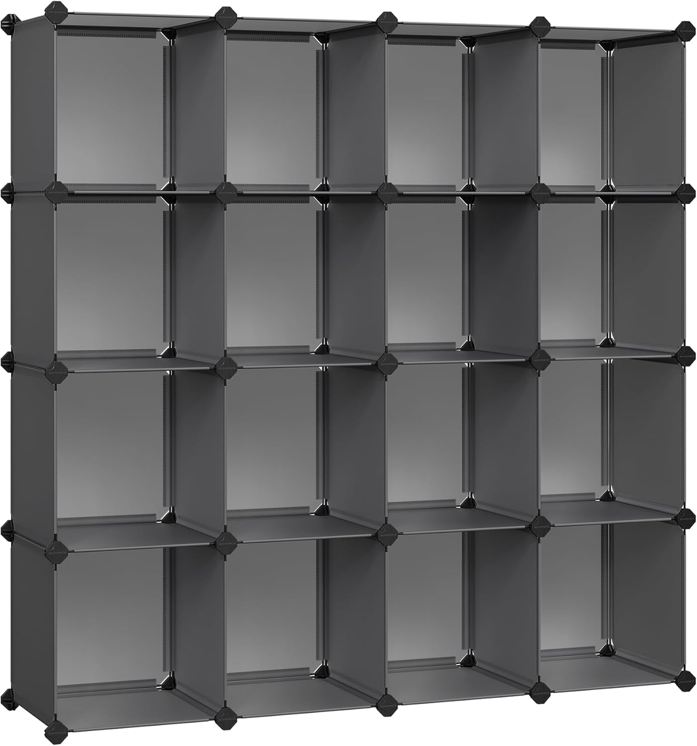 SONGMICS Cube Storage Organizer, Set of 16 Plastic Cubes, Closet Organizers and Storage, Room Organization, Bedroom Living Room, 12.2 x 48.4 x 48.4 Inches, Gray ULPC442G01