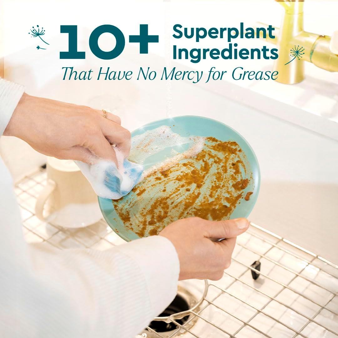 Puracy Natural Dish Soap Refill - Skin-Softening Plant-Based Liquid Dishwashing Detergent Soap, Clean-Rinsing Water-Sheeting Formula (Organic Lemongrass, 48 fl oz)