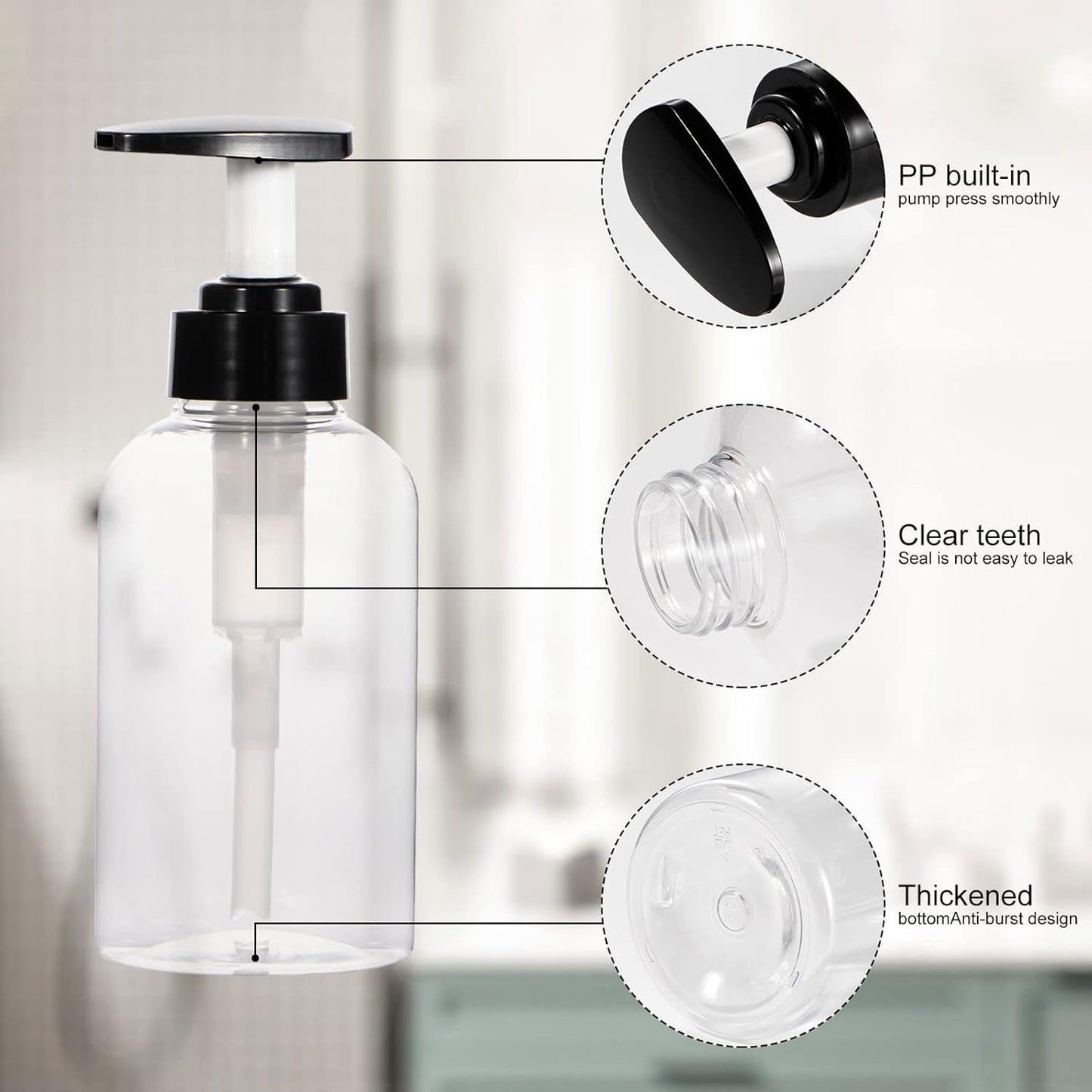 Yebeauty 2 PCS Clear Pump Bottles 10oz 300ML, Empty Plastic Lotion Bottle Pump Dispenser with Pump Refillable for Home and Daily Use