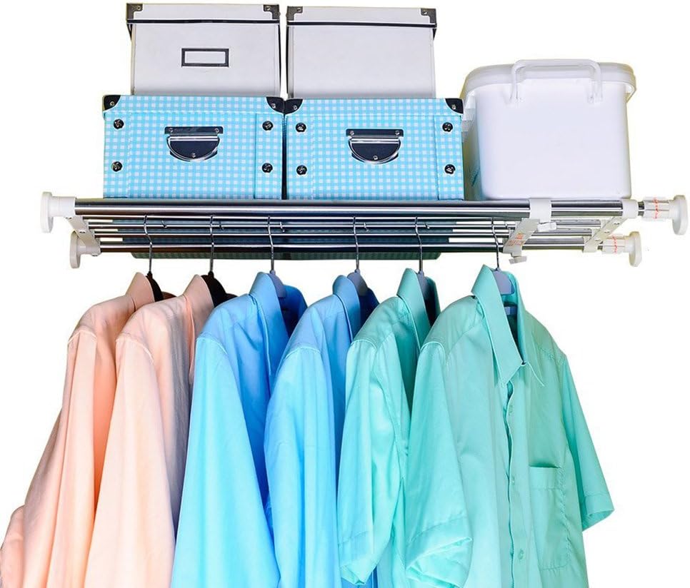 BAOYOUNI Tension Closet Shelf, Adjustable Storage Rack Separator Wardrobe Cupboard Divider Organizer Rod for Kitchen Bathroom Bedroom, 23.62-39.37 Inch