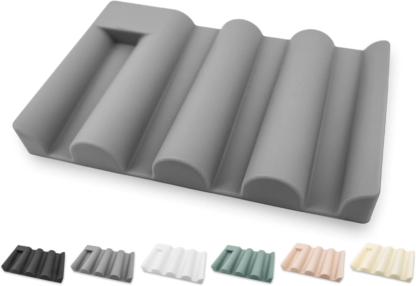 Soap Dish for Shower, Bathroom & Kitchen – Non-Slip, Self-Draining Design to Keep Soap Dry, Extend Soap Life – Easy to Clean, Compact & Durable (Grey, 2 pcs)