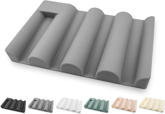 Soap Dish for Shower, Bathroom & Kitchen – Non-Slip, Self-Draining Design to Keep Soap Dry, Extend Soap Life – Easy to Clean, Compact & Durable (Grey, 2 pcs)