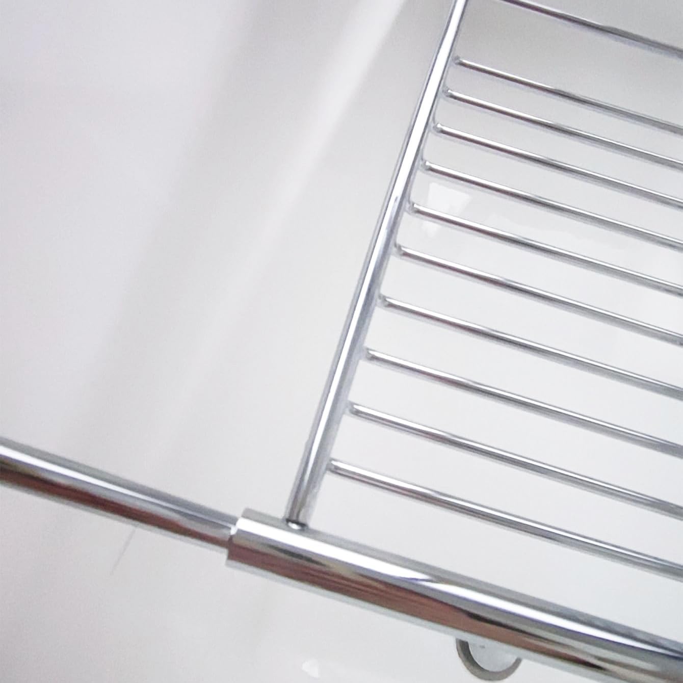 Stainless Steel Expandable Shower Bathtub Tray Over Tub Bath Caddy Expandable Bath Caddy for The Elegant Tub Chrome Polished (Silver)