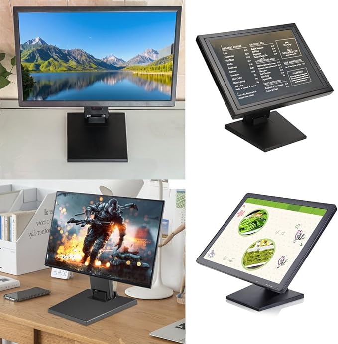 Adjustable Monitor Stand Foldable Monitor Mount for 10-27 Inch LCD TV Screens with Installing Holes 75x75mm & 100x100mm