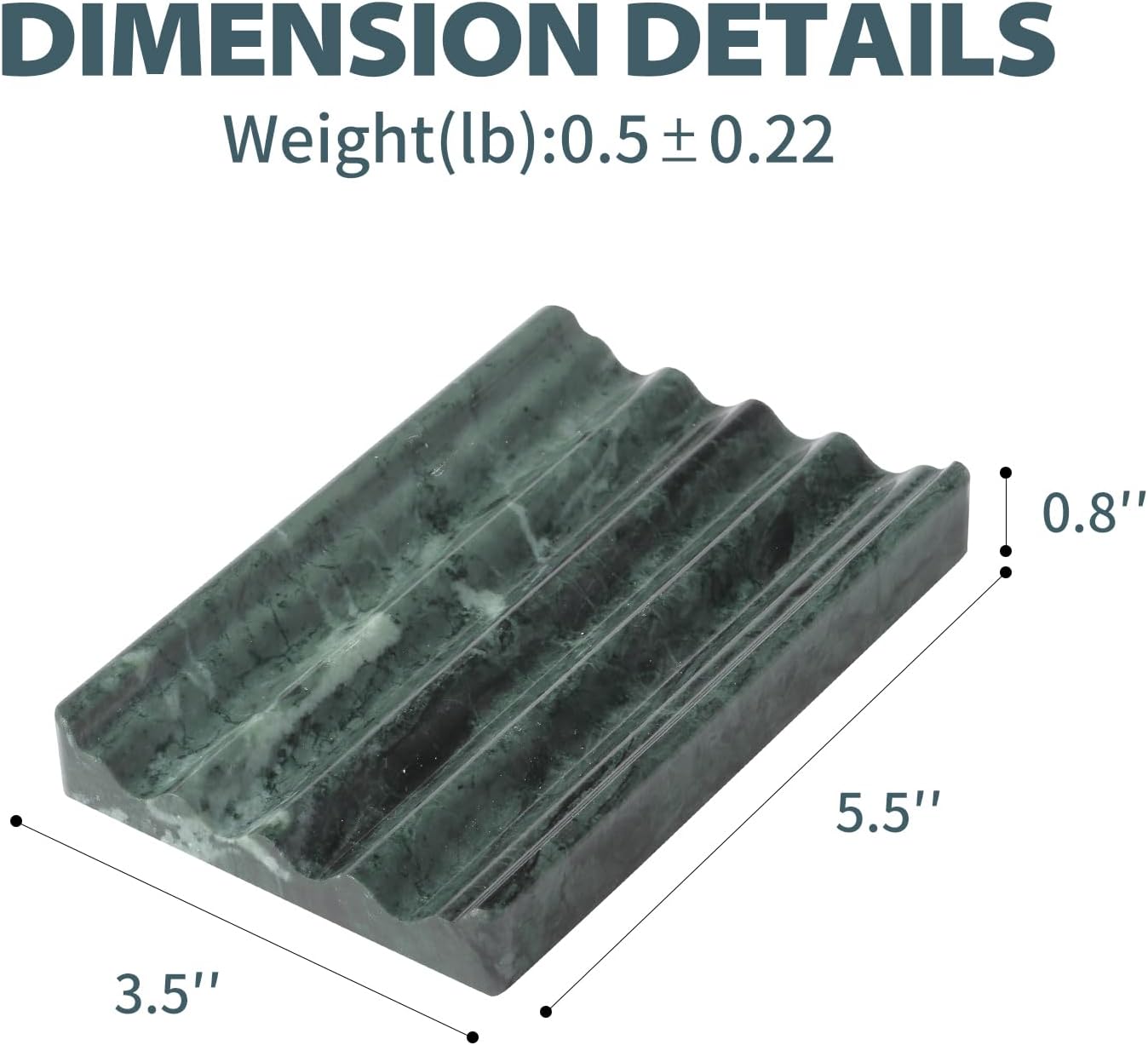 2 Pcs Soap Holder for Bathroom, Marble Soap Dish for Kitchen Countertop, Green Soaps Tray with Creative Wavy Design, Soaps Saver for Bath Tub, Sponges, Indian Natural Stone