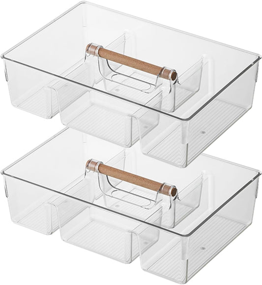 2 pack Large Plastic Portable Caddy with Handle, Storage Organizer Bin for Art Supplies, Crafts, Colored Pencils, Dorm Caddy, Shower, Cleaning, Kitchen, Office, Dorm, Desktop, Makeup Tote