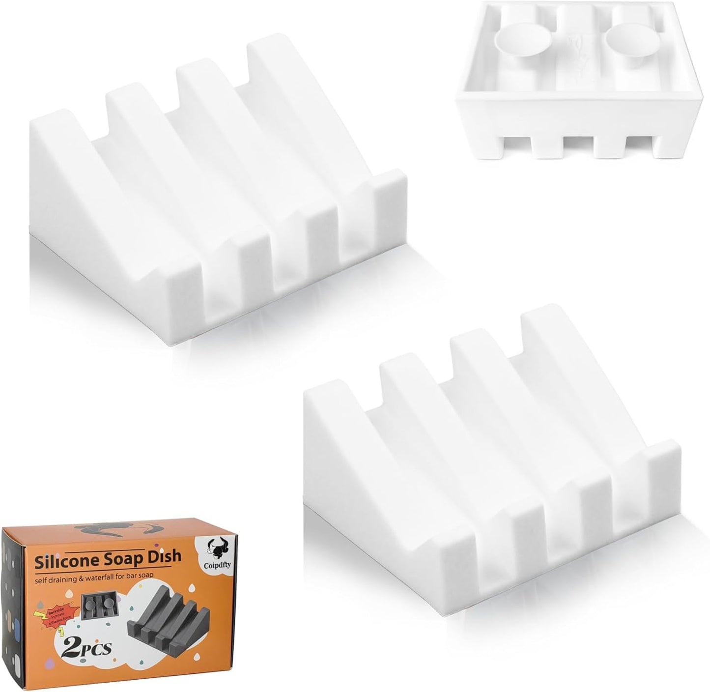 Self Draining Soap Dish,Silicone Suction Cup Soap Holder, Bathroom Soap Dish for Bar Soap,Can Extend Soap Life,Bathroom, Bath Tub, Kitchen Sink (2, White)