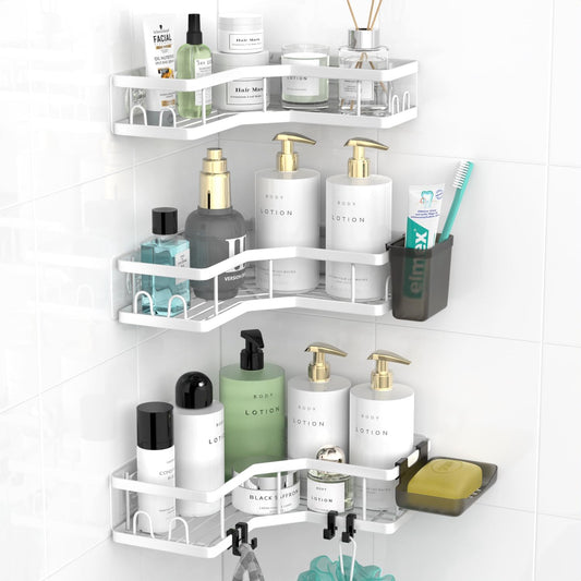 Corner Shower Caddy Bathroom Organizer Adhesive Shower Rack Bathtub Shelves - 3Pack No Drilling Shower Shelf For Inside Shower - Rustproof Bath Tub Organizer Caddy