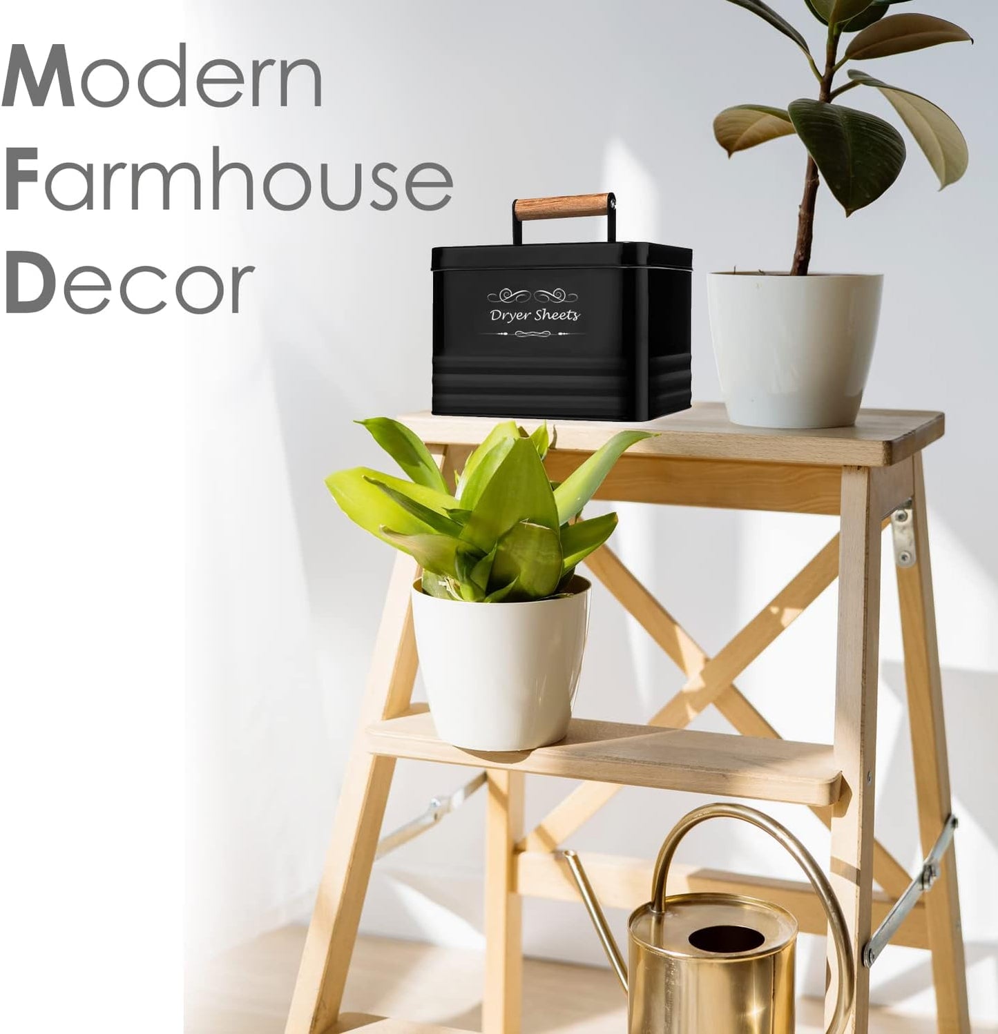 ELITAPRO Dryer Sheets Holder for Laundry Room - Farmhouse Dryer Sheet Box with Lid - Laundry Room Decor & Accessories - Metal Dryer Sheet Container for Laundry Room Organization & Storage (Black)