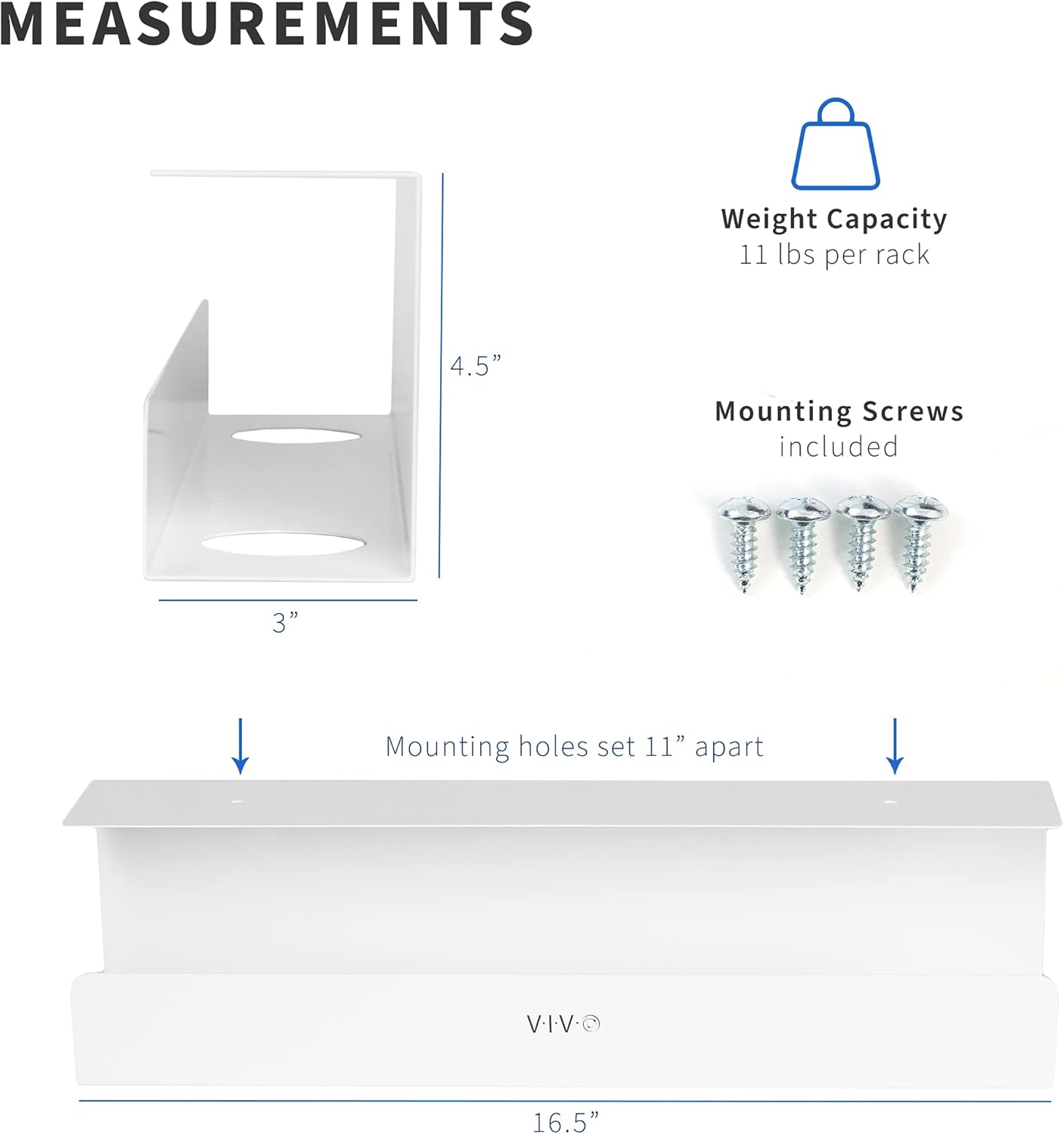VIVO 2 Pack Under Desk 17 inch Cable Management Tray, Cord Organizer, Home Office Desk Accessories, White, DESK-AC06-2CW