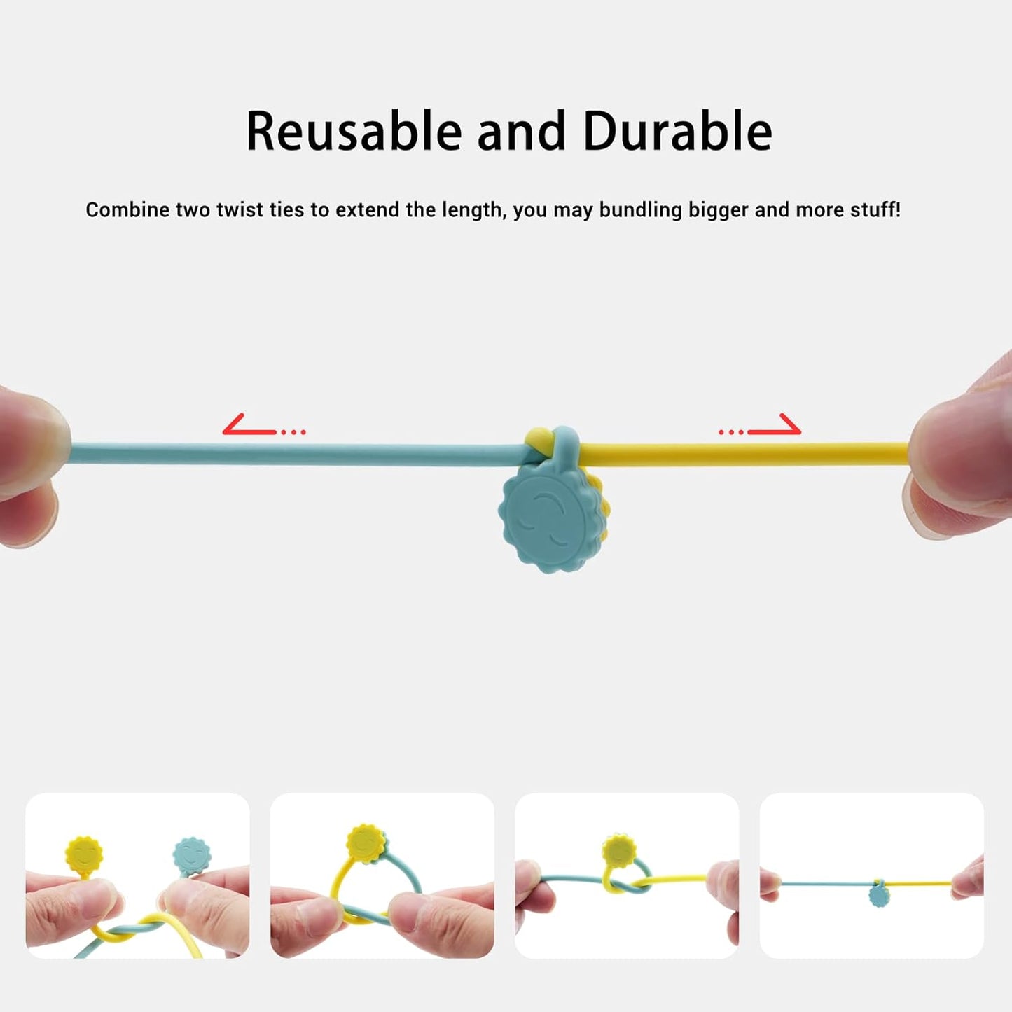 Rich&Ray Silicone Magnetic Cable Ties, Reusable Phone Cord Organizer, Magnetic Twist Ties for Headphone Cables, Charging Cable Organizer, Book Markers, Hanging Stuff or Just for fun, 10 Color-20Pack