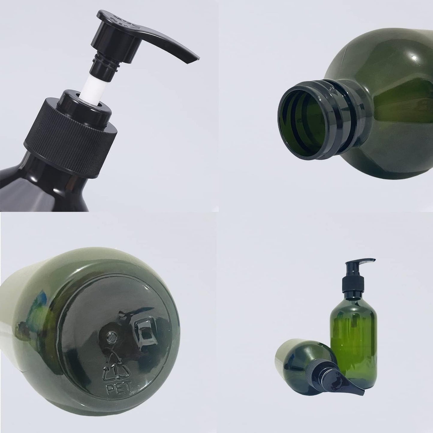 10 Ounce/300ml Pump Bottle Dispenser, Empty Plastic Refillable Lotion Soap Shampoo Dispenser Containers with Pump, for Bathroom, Kitchen Sink, Lotion, Hand Soap Dispenser, 2-Pack Green