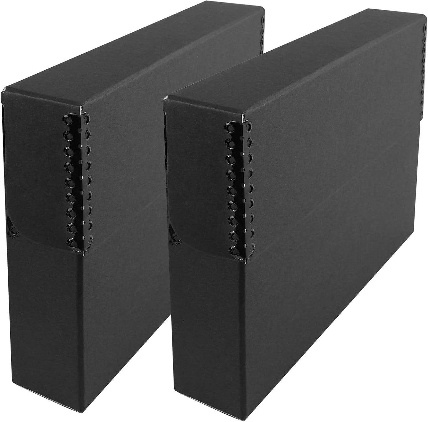 Lineco Archival Document Storage Box with Metal Edge, Acid-Free Black Boxboard, Organize and Store Files, Prints, Photos, Legal-Sized Case 15.5" x 10.5" x 2.5" Wide, Pack of 2
