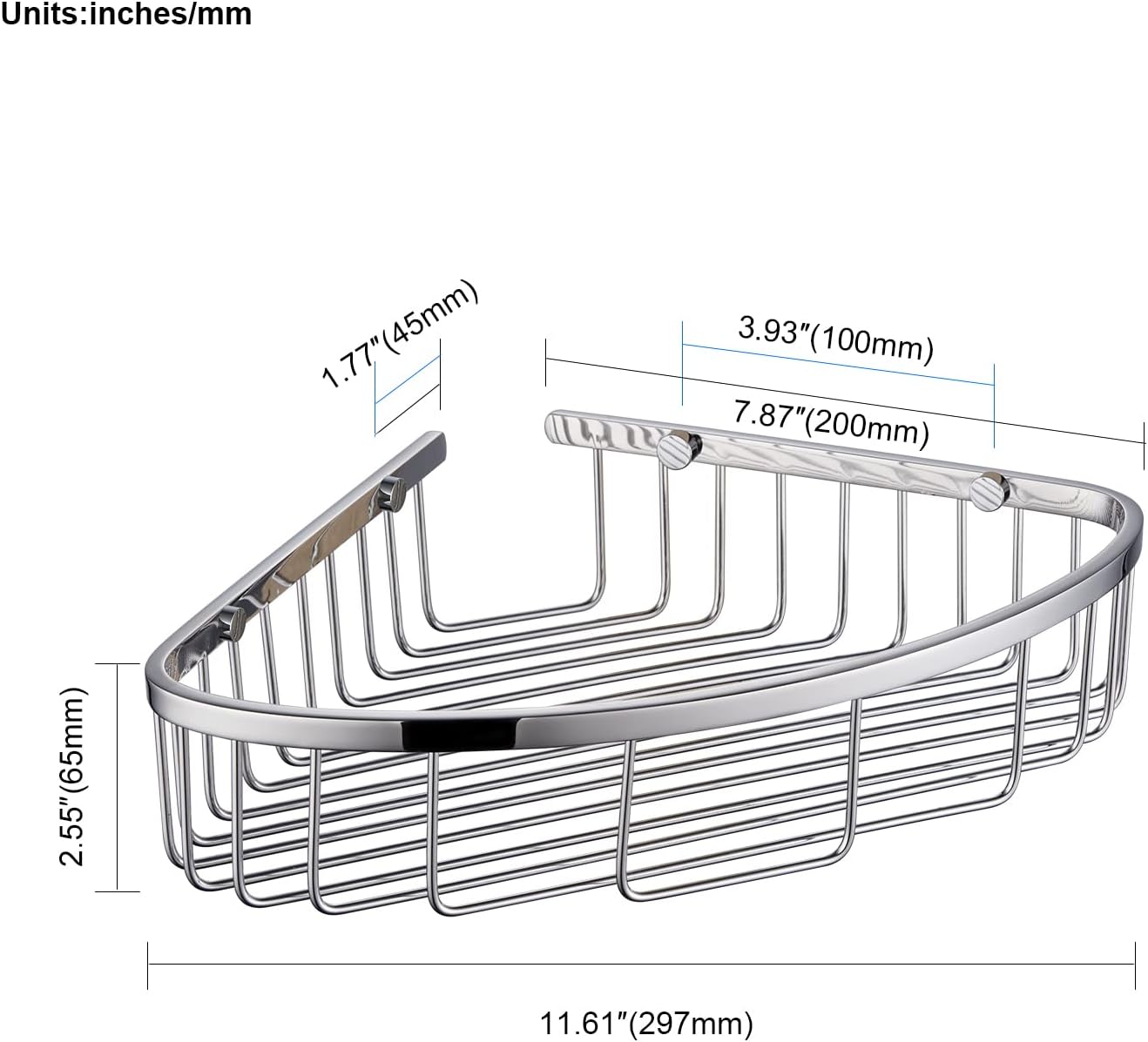 Bathroom Corner Shower Caddy Organizer, Corner-Hollow Design, SUS304 Stainless Steel Heavy Duty Rust-Proof Bathroom Shelf Organizer Holder, Wall Mounted Storage Rack, Brushed Chrome