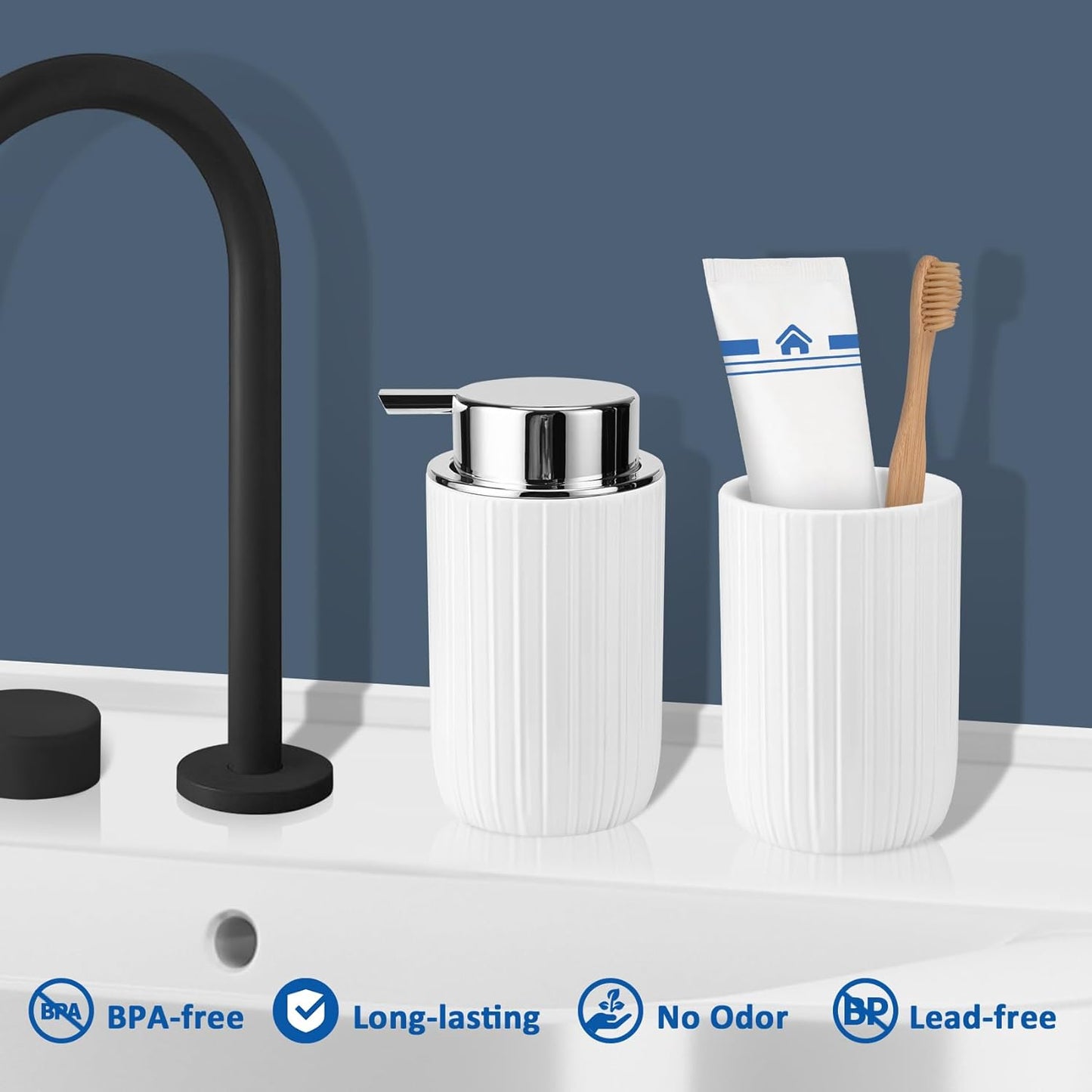 Soap Liquid Dispenser Ceramic with Easy-to-Press Pump Hand Liquid Dispenser (Can't Foam) for Shampoo Bathroom Countertop 13.5 oz