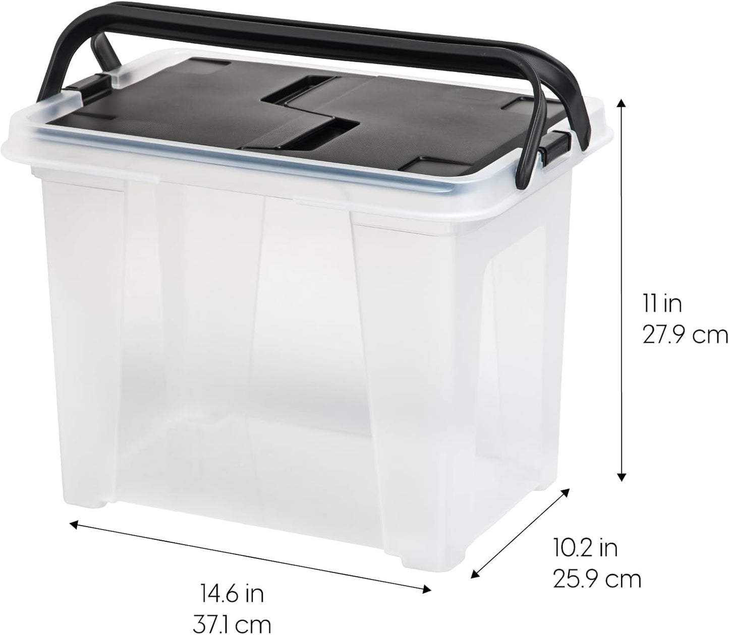 IRIS USA File Box File Organizer w/Wing Lid for Letter/Legal File, Water Resistant Document Box, BPA-Free Plastic Storage Bin Organizer with Handles, Stackable, Nestable, Clear 18 Qt. 4Pack