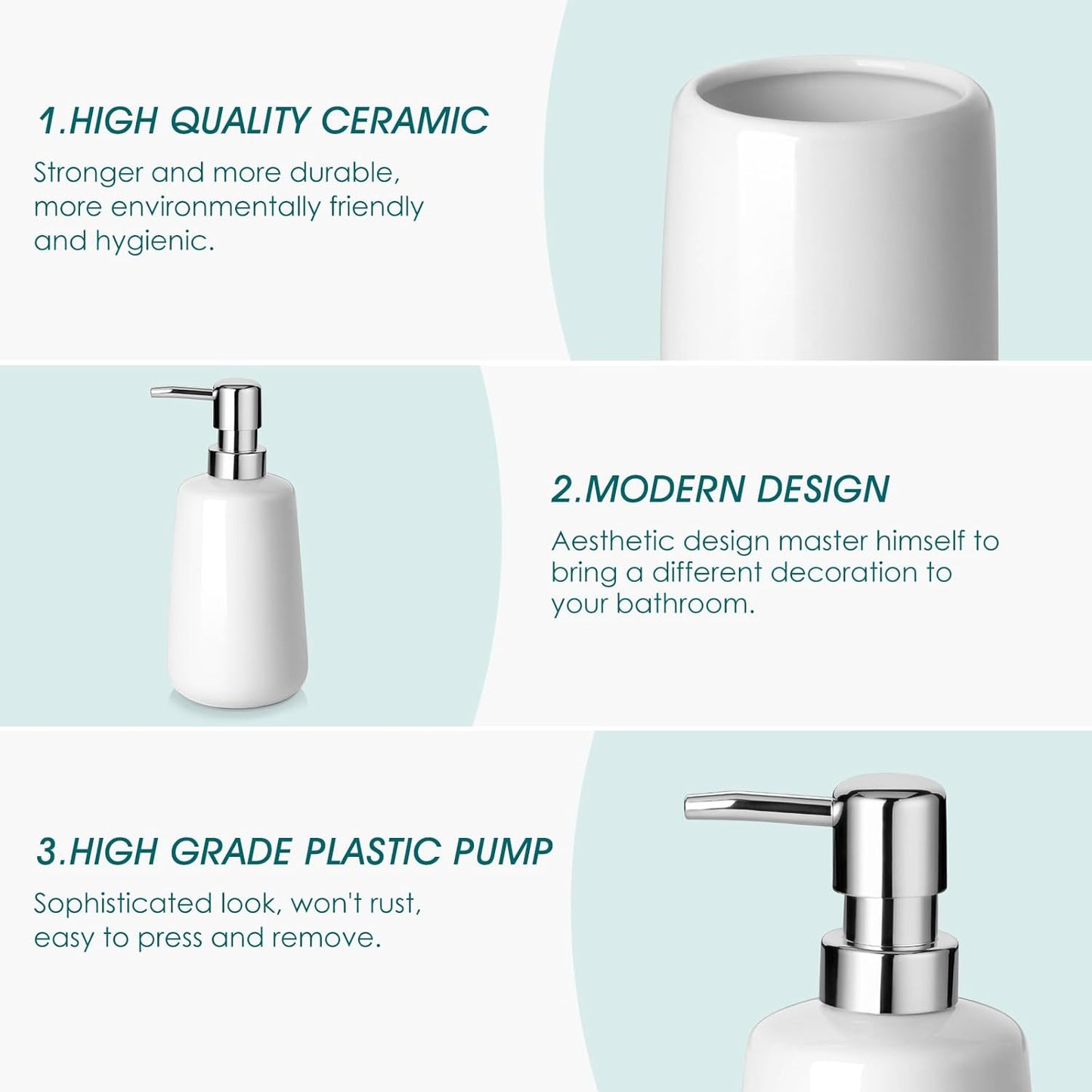 vancasso White Bathroom Accessories Set, Ceramic Soap Dispenser and Toothbrush Holder Sets, Stoneware 4 Pcs Bathroom Sink Set for Modern Home Decor