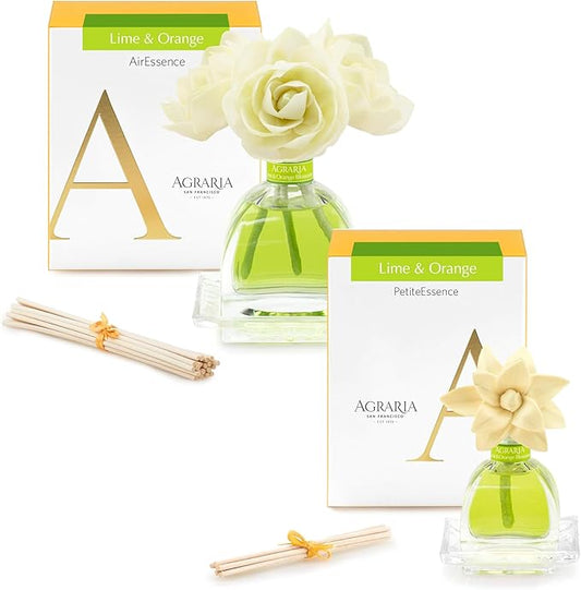 AGRARIA AirEssence & PetiteEssence Flower and Reed Diffuser Set, Luxury Home Fragrance Set, Scented Oil Reed Diffuser Gift for All Occasions