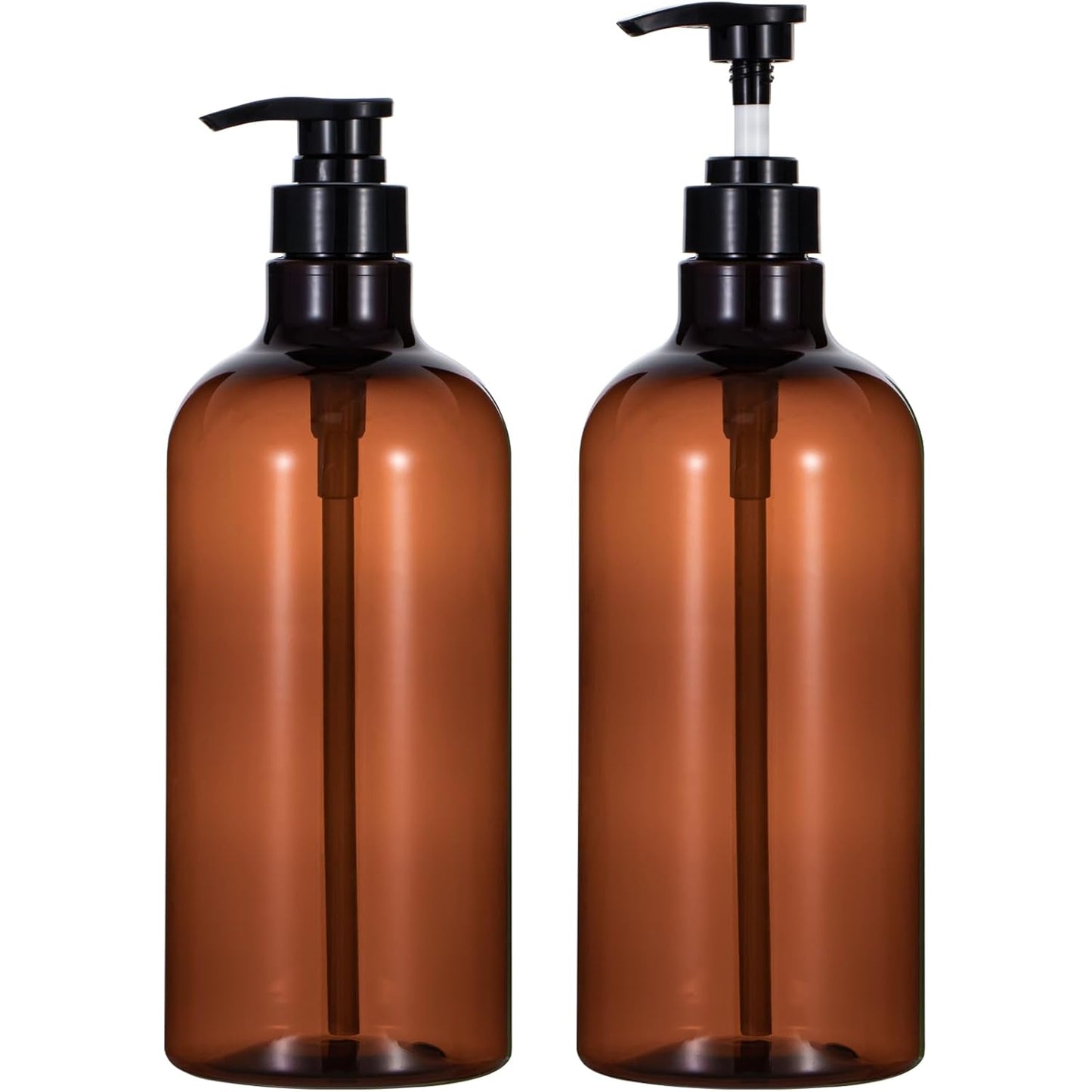 Yebeauty Pump Bottle Dispenser, 33.8oz 1000ml Plastic Shampoo Pump Bottles Shower Soap Dispenser Empty Refillable Containers for Conditioner Body Wash, Bathroom Kitchen, 2 Pack Amber