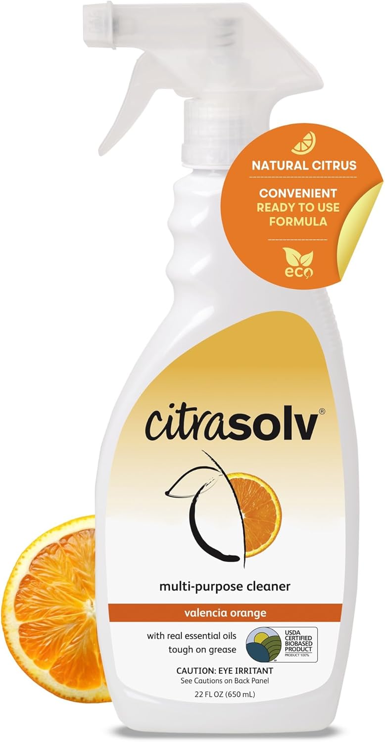 Citra Solv All Purpose Cleaning Spray – Powerful Citrus Degreaser for Kitchen & Bathroom, Multi-Surface Cleaner, No Harsh Chemicals, Valencia Orange 22oz (Pack of 3)