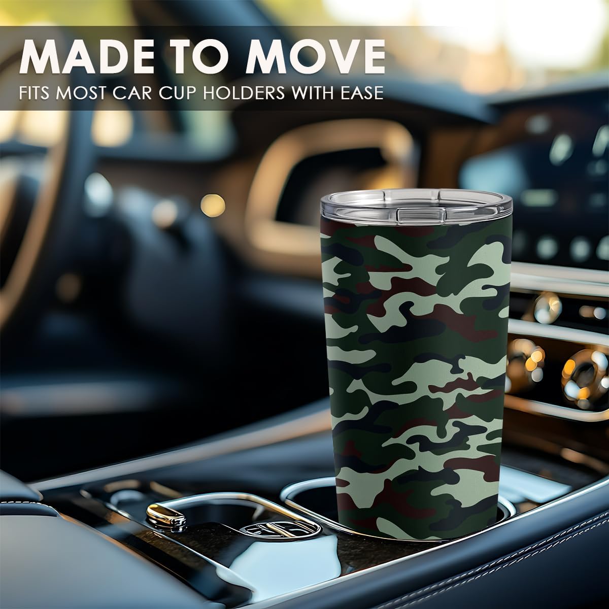SANDJEST Camo Tumbler 20oz Stainless Steel Double Wall Insulated, Travel Coffee Cup Camouflage Gifts for Men Women, Hunting Lovers, Birthday Christmas