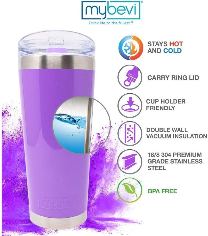 Classic Stainless Steel Premium Grade Insulated Travel Tumbler (Purple Amethyst Orchid, 26 oz)