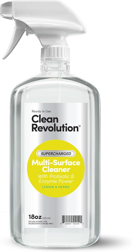Clean Revolution SuperCharged Multi Surface Cleaner Refill Supply, Non-Toxic, Eco-Friendly & Plant-Based, Ready to Use, Lemon & Herbs, 18 oz (Pack of 1)